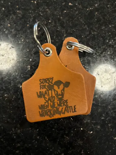 RR21 Leather Key Chain Cow Tag (Sorry..)